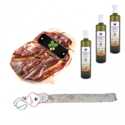 Pack Huile d'olive bouteille + Salchichon VELA + Label noir Épaule