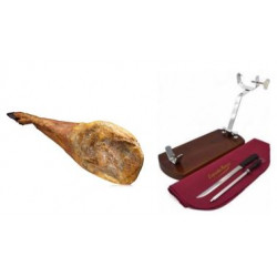 Pack Black label Jamón Ibérico Dry Shoulder with BONE+Support base and Knife