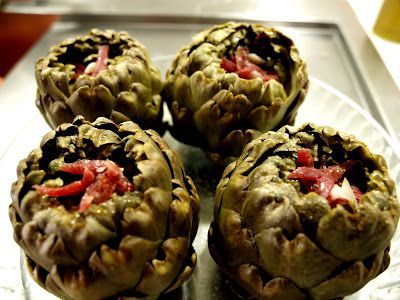 ARTICHOKES FILLED WITH HAM